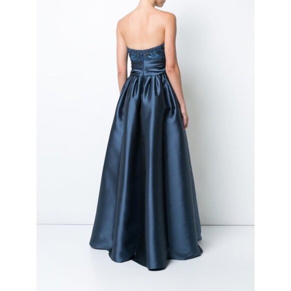 Marchesa Notte Strapless Navy Sequin Embellished Mikado Gown 6 - Picture 2 of 14